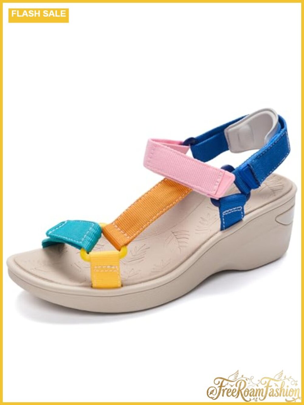 Womens Walking Wedge Sandals Arch Support Memory Foam Adjustable Strap